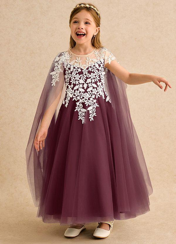 Azazie Dandelion Blumenkinder Kleider Ballkleid Spitze Kleid Cabernetrot image1