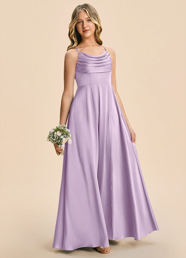 Gia Junior Frosted Lilac A-Line Pleated Stretch Satin Dress image1
