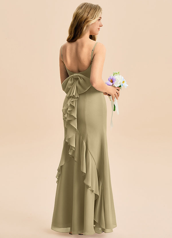 Azazie Lioren Junior Robe Sirène en Mousseline de soie Arc Vert Mousse image1