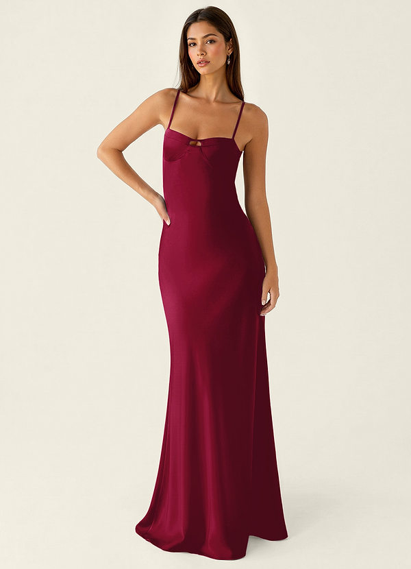 Stasiam Burgundy Stain Open Back Party Dress image1