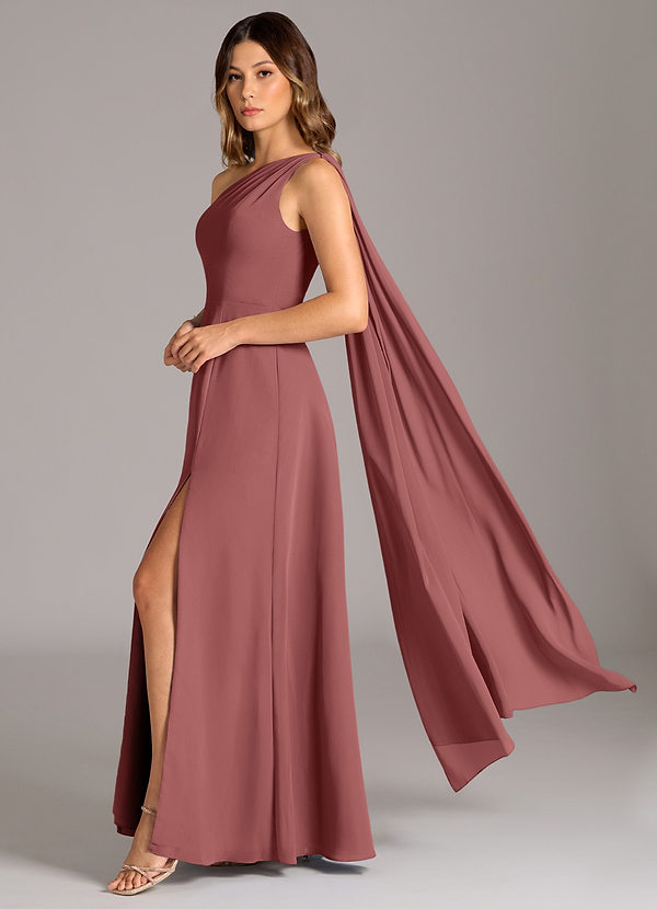 Azazie Tella Bridesmaid Dresses Amethyst A-Line One Shoulder Chiffon Dress image1