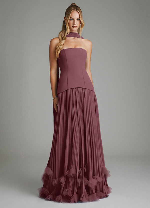 Azazie Alex Bridesmaid Dresses Sangria A-Line Corset Chiffon Dress image1