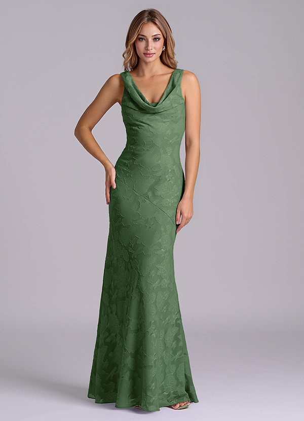 Azazie Rylina Abiti da Damigella Abito Sirena in Burnout Floreale Eucalipto image1