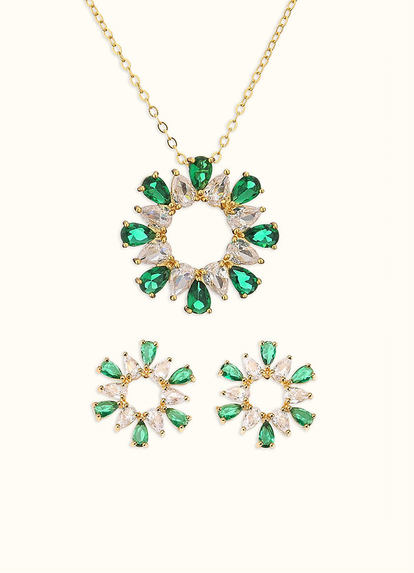 front Green Zirconia Radiance Jewelry Set