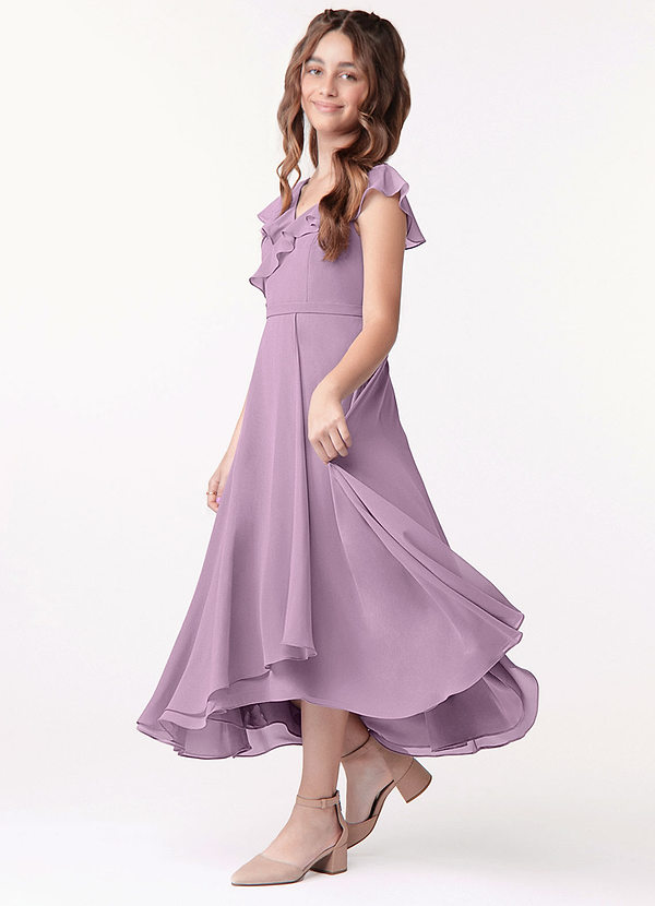 Azazie Posie Junior Wisteria A-Line Ruched Chiffon Dress image1