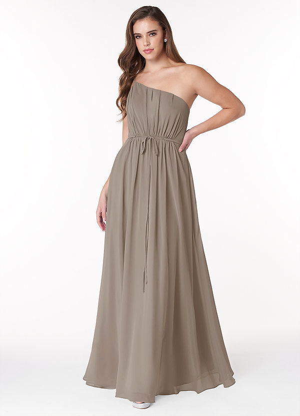 Azazie Hoya Bridesmaid Dresses A-Line One Shoulder Chiffon Floor-Length Dress image1
