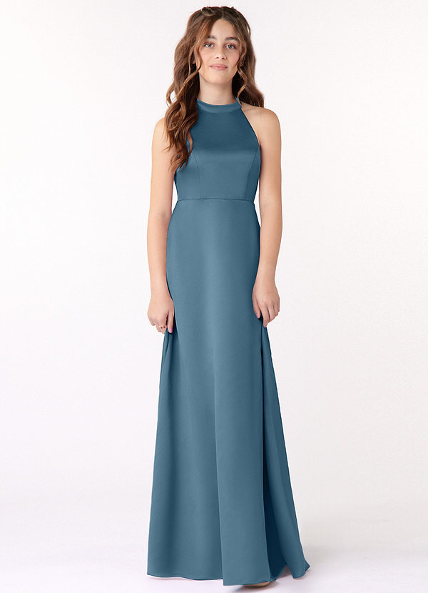 Azazie Laurel Junior Bermuda A-Line Stretch Satin Dress image1