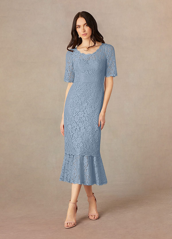 Azazie Lisa Vestidos de Madre de la Novia Vestido de Azul Polvoriento de Encaje de Sirena image1