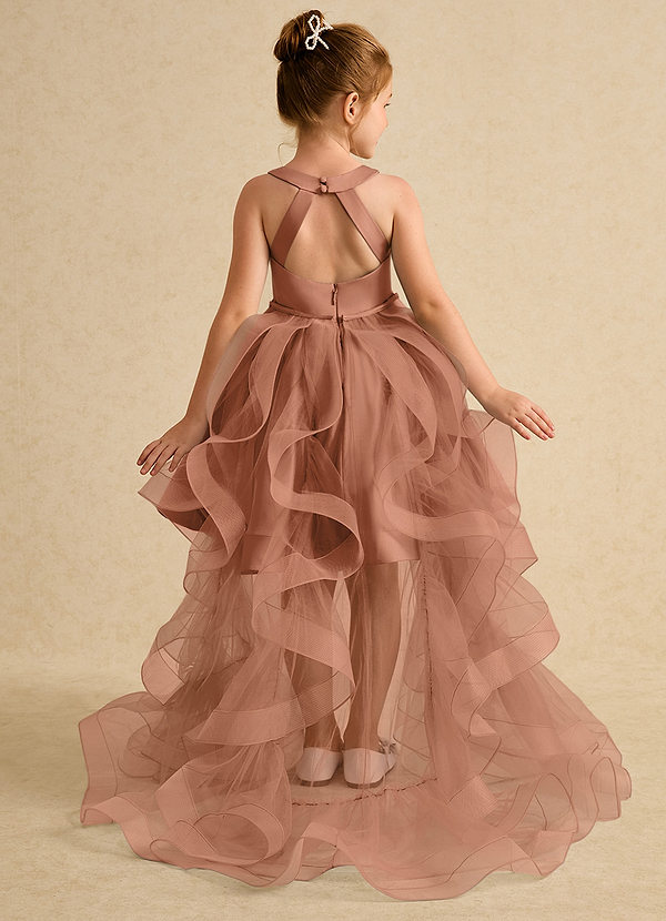 Azazie Julietta Robes de Fillette d'Honneur Robe Princesse en Tulle Convertible Bronze image1