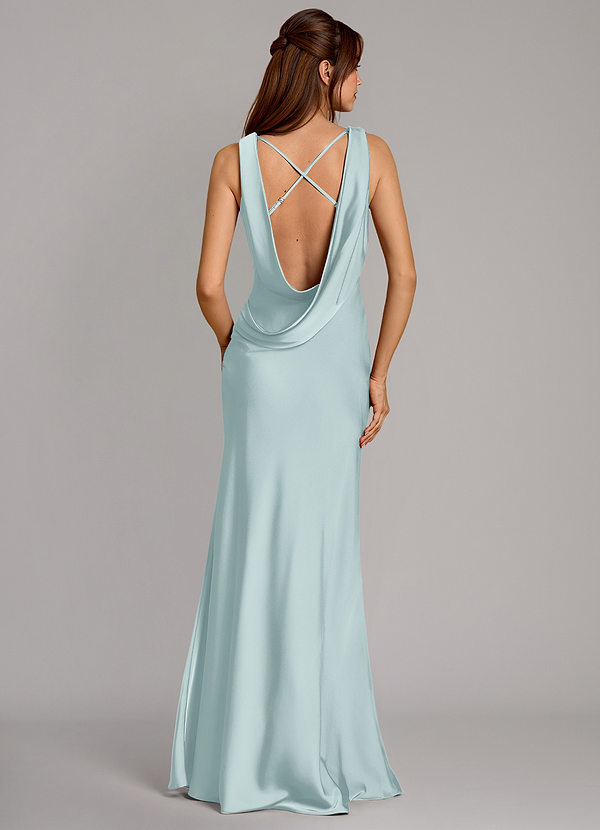 Azazie Cheryl Vestidos Dama de Honor Vestido de Neblina de Satén Elástico de Corte Sirena image1