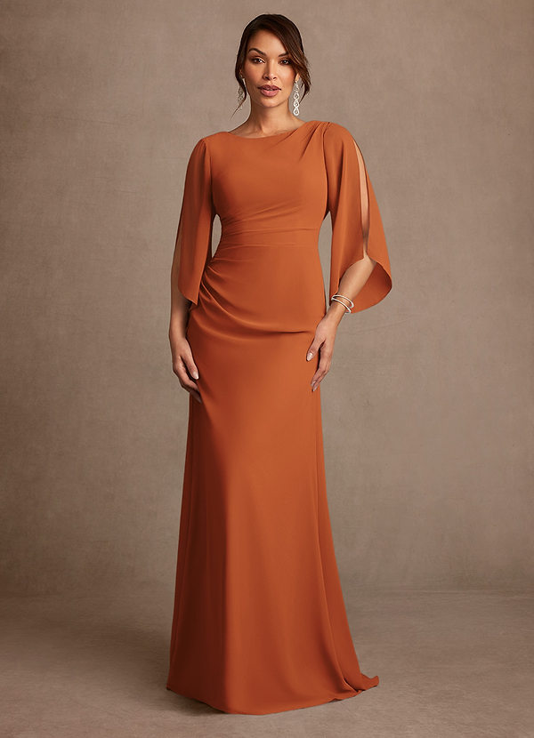 Azazie Anaheim Mother of the Brides Dresses Cinnamon A-Line Pleated Chiffon Dress image1