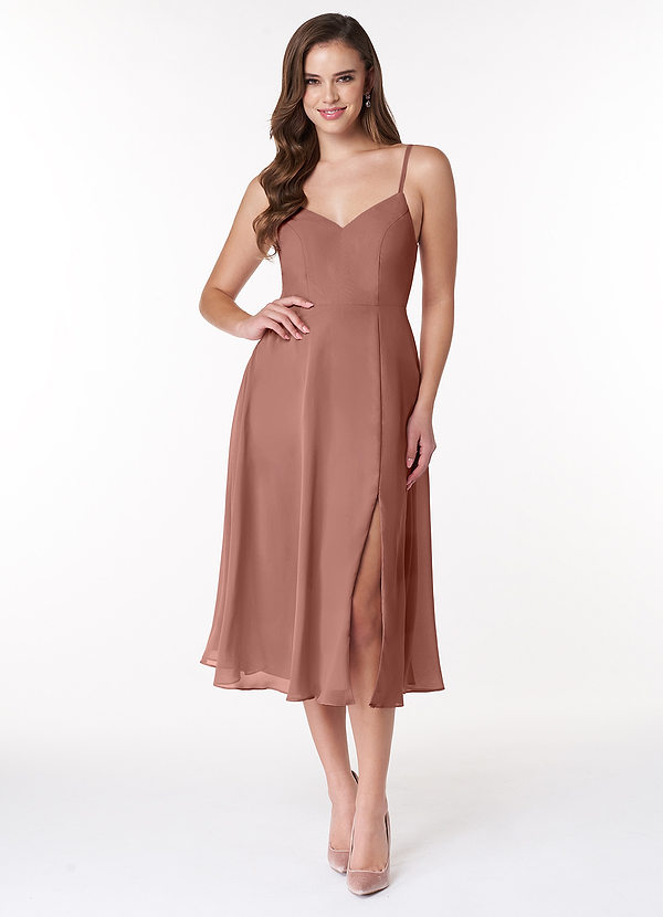 Azazie Clarissa Bridesmaid Dresses Cedar Rose A-Line V-Neck Chiffon Dress image1
