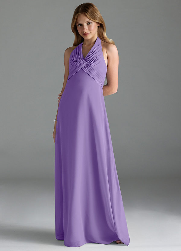 Azazie Tessie Junior Tahiti A-Line Pleated Chiffon Dress image1