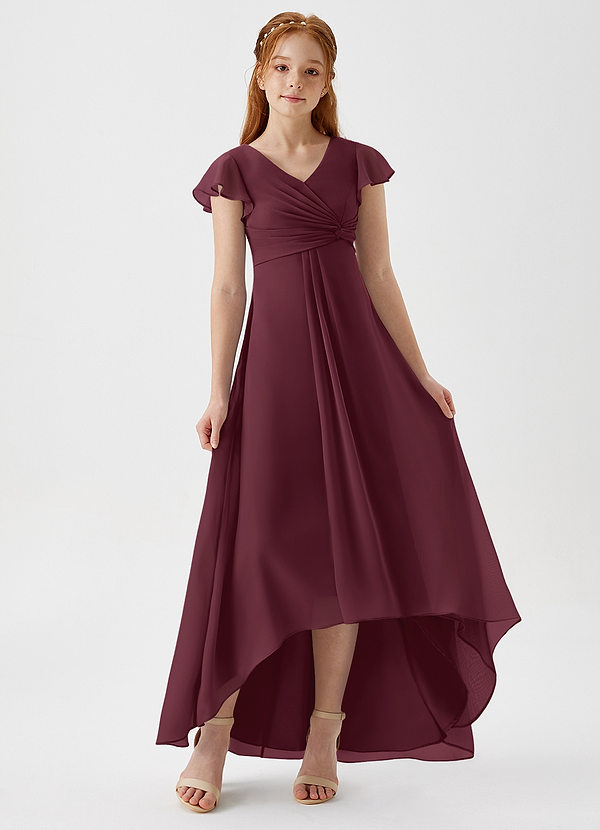 Azazie Breanne Junior Vestido de Cabernet de Gasa de Corte En A image1