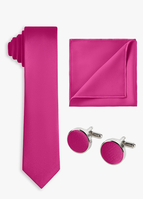 front Matching Color 3-Piece Stretch Satin Skinny Tie Set