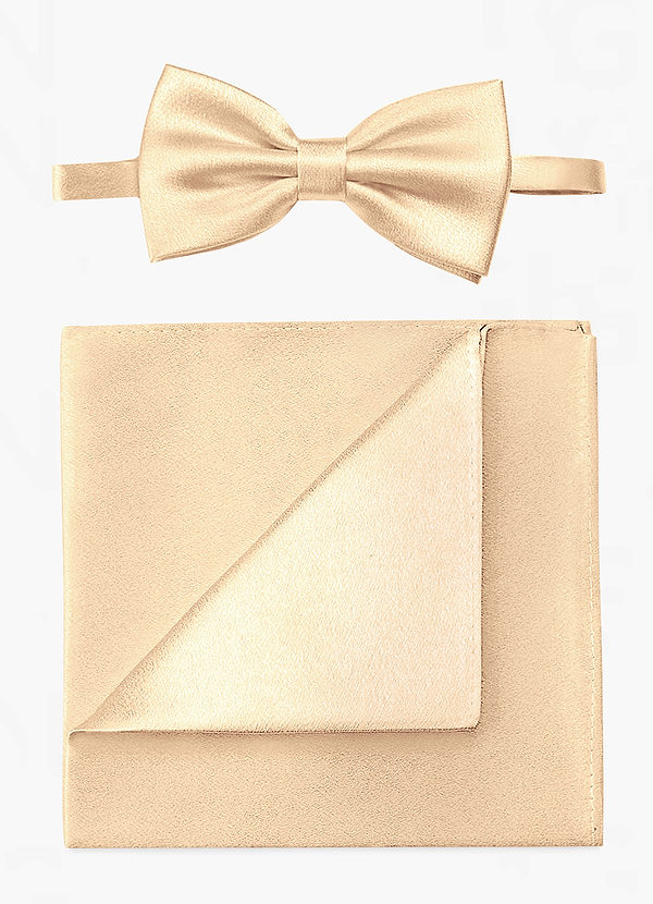 front Metallic Satin Bow Tie and Pocket Square Set