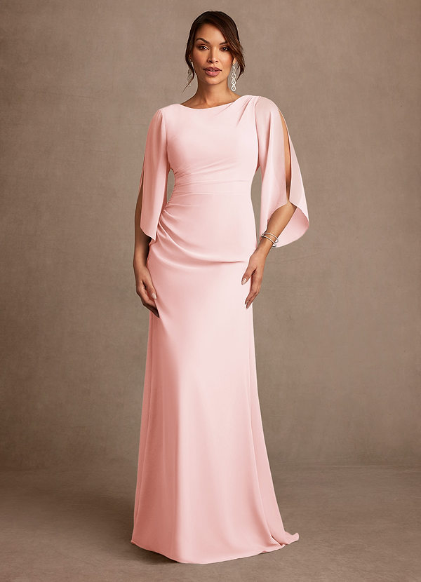 Azazie Anaheim Mother of the Brides Dresses Blushing Pink A-Line Pleated Chiffon Dress image1