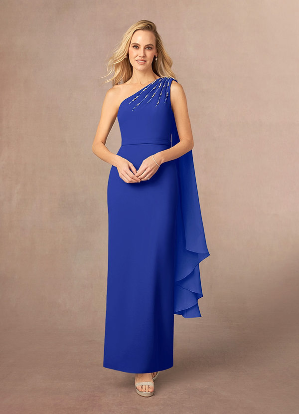 Azazie Gianna Vestidos de Madre de la Novia Vestido de Azul Real de Crepé elástico con Hombro unilateral image1