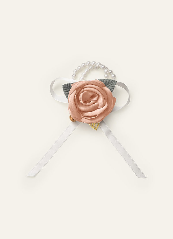 front Matching Color Stretch Satin Wrist Corsage