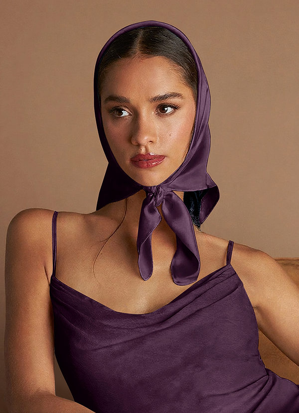 front Matching Color Stretch Satin Scarf