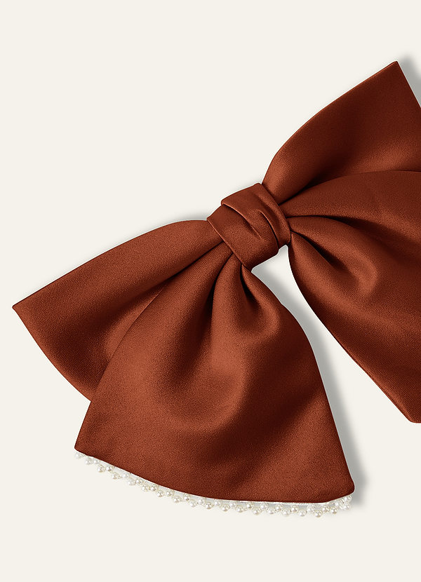 front Pince à cheveux avec nœud en satin et perles de couleur assortie