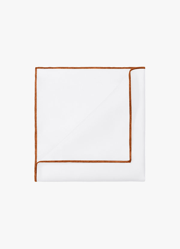 front White Matte Satin Pocket Square with Colored Edge