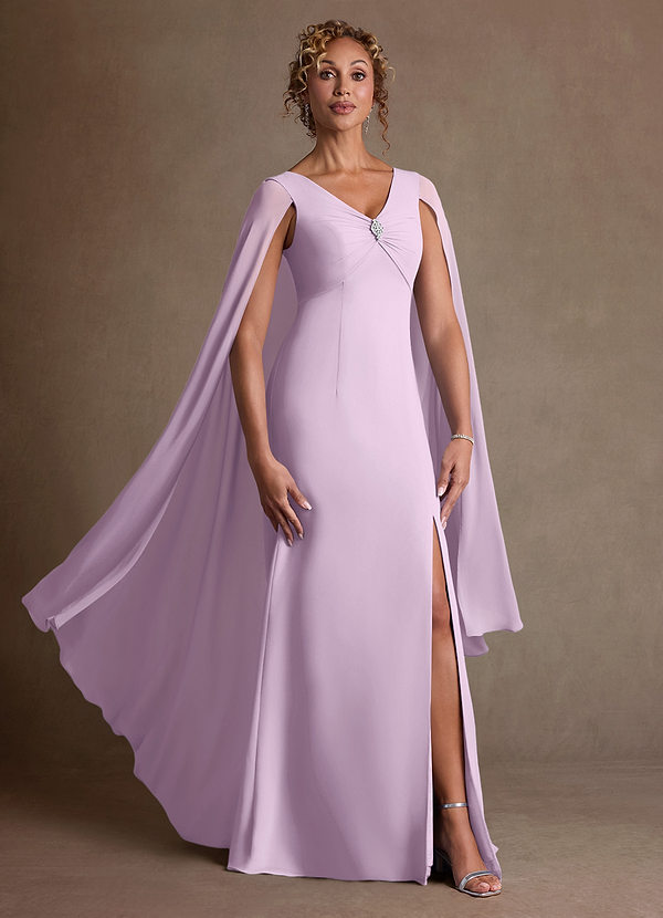 Azazie Boudica Mother of the Brides Dresses Frosted Lilac A-Line Pleated Chiffon Dress image1