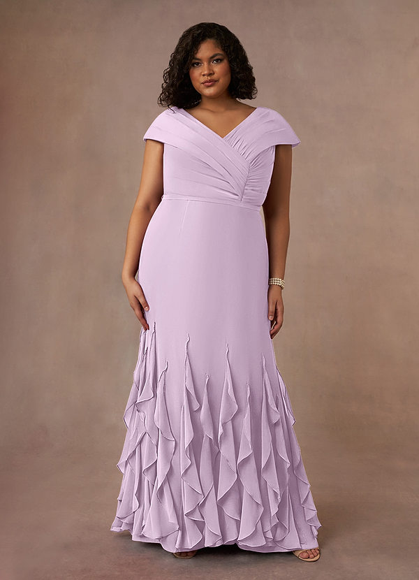 Azazie Bailora Mother of the Brides Dresses Frosted Lilac Mermaid Ruched Chiffon Dress image1