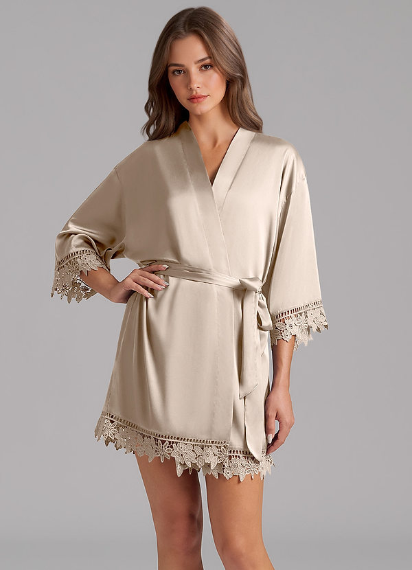 front Robe de renda de cetim da mesma cor
