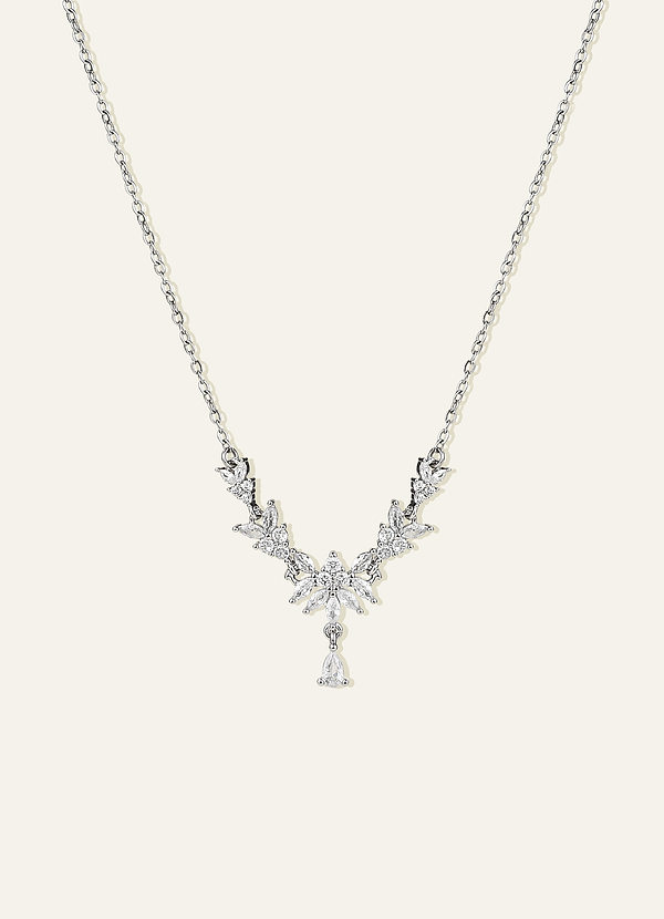 front Collier en forme de larme avec zircon cubique floral