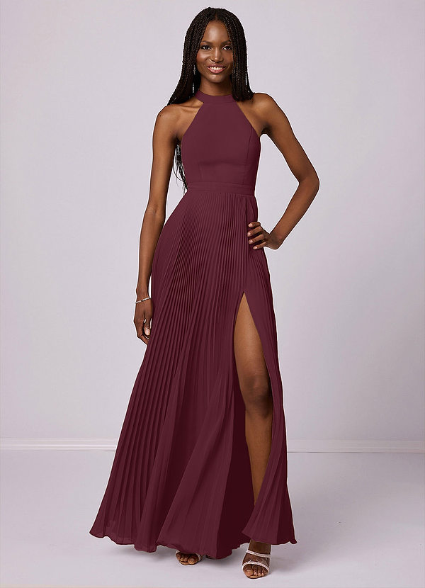 Barbie ♥ Azazie Bridesmaid Dresses Cabernet A-Line Pleated Chiffon Dress image1