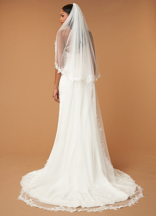 front Alex Lace Chapel Length Veil With Blusher