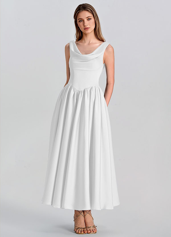 Virelle Blanco Vestido midi de satén con corte en A image1