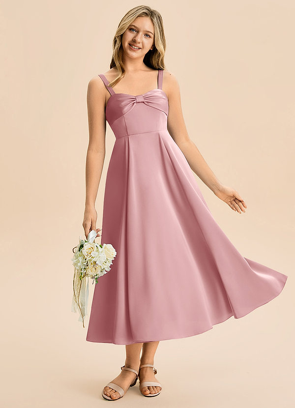 Azazie Ramona Junior Dusty Rose A-Line Sweetheart Neckline Stretch Satin Dress image1