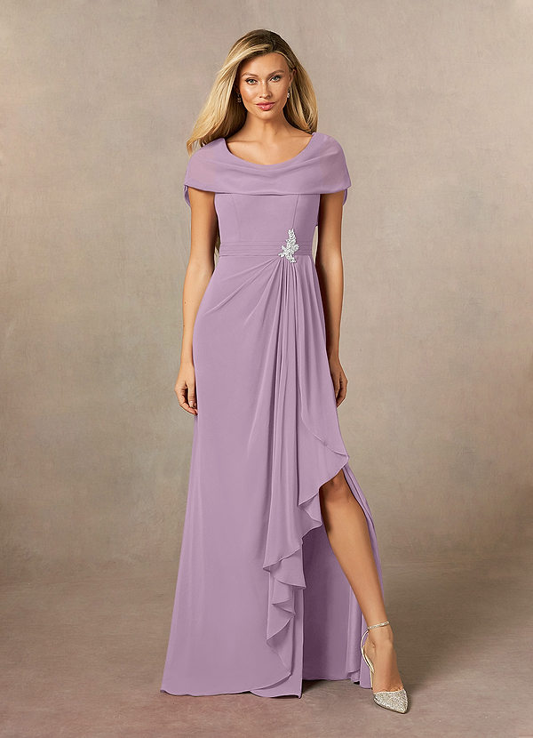 Eleanora Hombro Cruzado Tirante Gasa Vestido Con Corte Imperial Wisteria