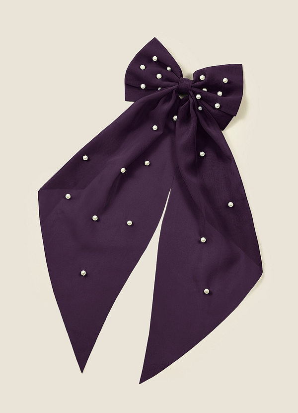 front Matching Color Chiffon Pearl Hair Bow Hair Clip