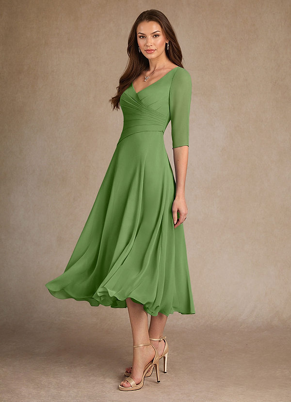 Azazie Durant Mother of the Brides Dresses Basil A-Line Pleated Chiffon Dress image1