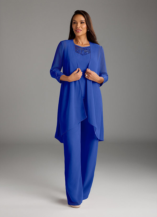 Azazie Maura Mother of the Brides Dresses Royal Blue Jumpsuit/Pantsuit Sequins Chiffon Dress image1