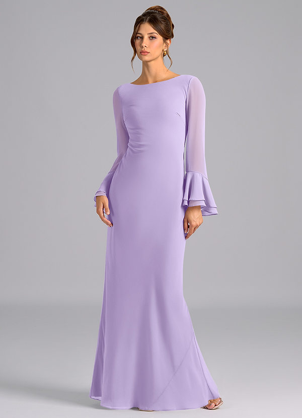 Azazie Leone Bridesmaid Dresses Lilac Mermaid Corset Chiffon Dress image1
