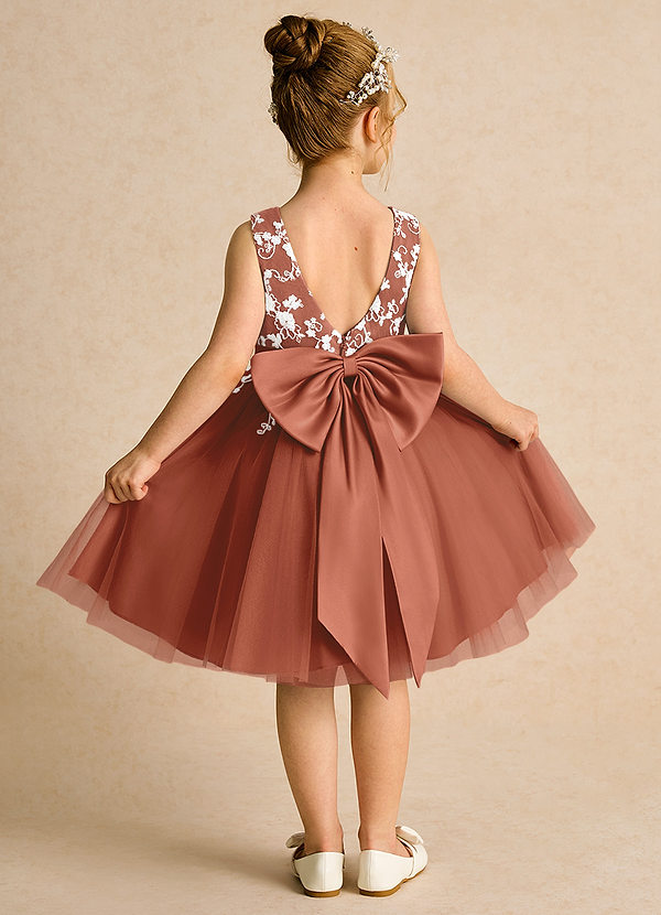 Azazie Butterfly Flower Girl Dresses Auburn A-Line Lace Dress image1
