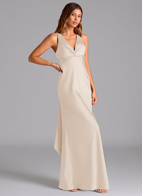 Azazie Hati Brudtärneklänningar Klä av Sjöjungfru i Stretch Satin Vit Alabaster image1