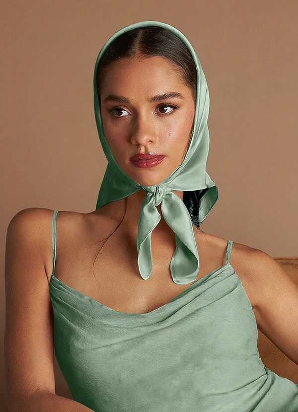 front Matching Color Stretch Satin Scarf