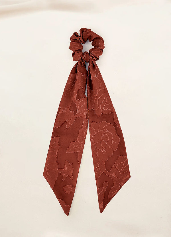 front Matching Color Floral Burnout Hair Scarf Scrunchie