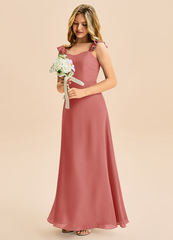 Azazie Mavie Junior Antique Rose A-Line Ruched Chiffon Dress image1