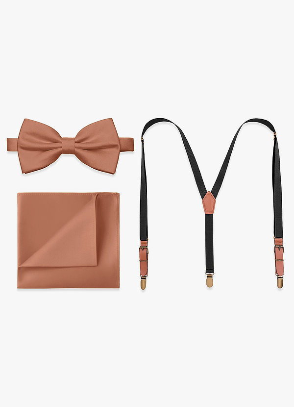 front Matching Bow Tie & Pocket Square & Suspenders Set