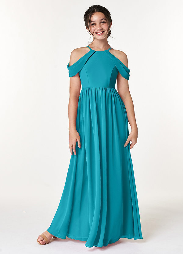 Azazie Seneca A-Line Off the Shoulder Chiffon Floor-Length Junior Bridesmaid Dress image1