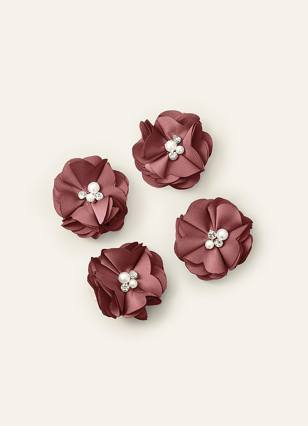 front Four-Piece Matching Color Stretch Satin Hair Clip Set