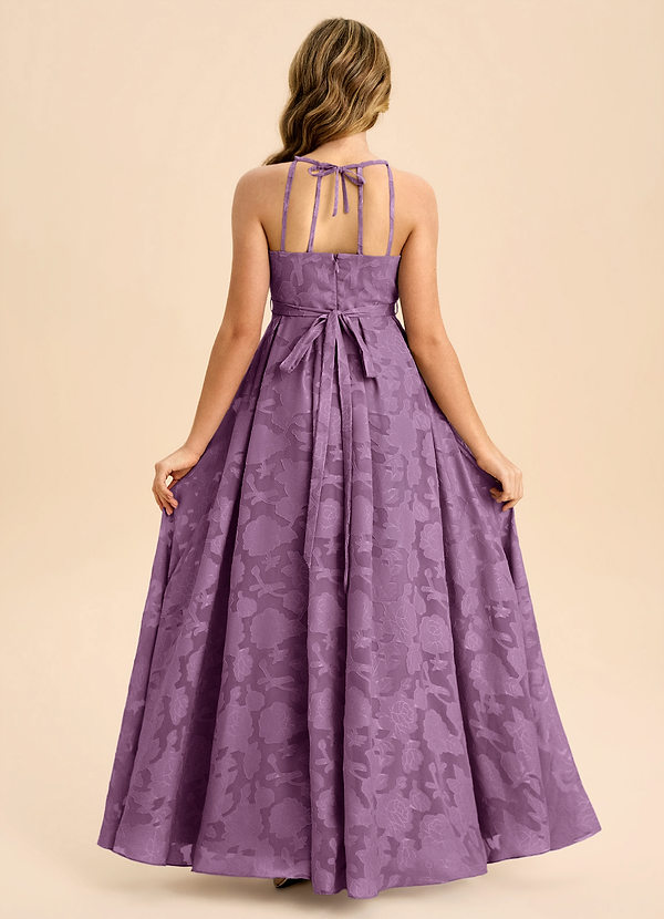 Azazie Arianthe Junior Wisteria A-Line Pleated Floral Burnout Dress image1