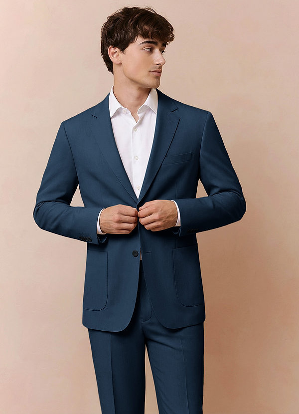 front Owen Dark Navy Lightweight Tailored Suit Jacket