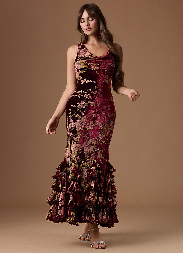 Kleid Paola Burgunderblüte image1